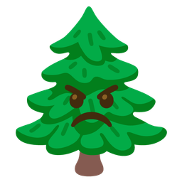 angry face and evergreen tree