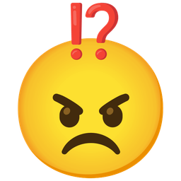 angry face and exclamation question mark