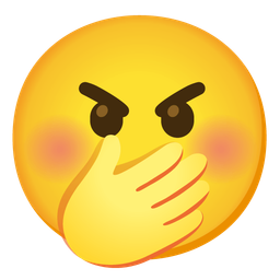 angry face and face with hand over mouth