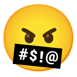 angry face and face with symbols on mouth