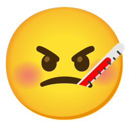 angry face and face with thermometer