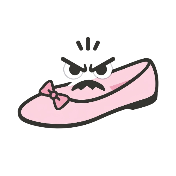 Angry face and Flat shoe