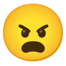 angry face and frowning face with open mouth