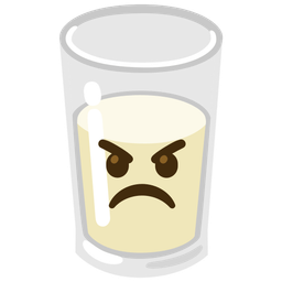 angry face and glass of milk