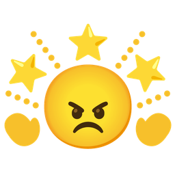 angry face and glowing star