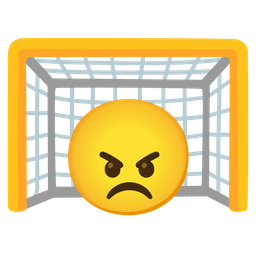 angry face and goal net