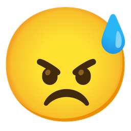 Angry face and Grinning face with sweat