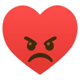 angry face and heart suit