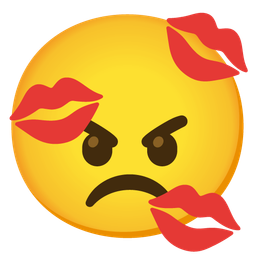 angry face and kiss mark