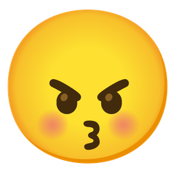 Angry face and Kissing face with closed eyes