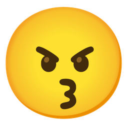 Angry face and Kissing face with smiling eyes