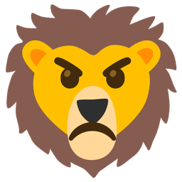 angry face and lion