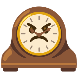 angry face and mantelpiece clock