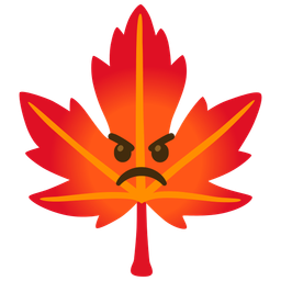angry face and maple leaf