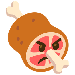 angry face and meat on bone