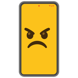 angry face and mobile phone