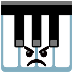 angry face and musical keyboard