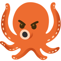 angry face and octopus