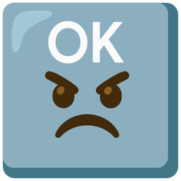 angry face and OK button
