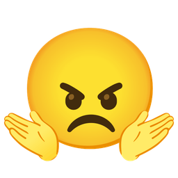 angry face and person shrugging