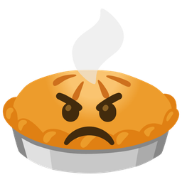 angry face and pie
