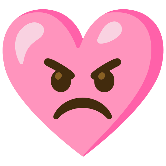 Angry face and Pink heart