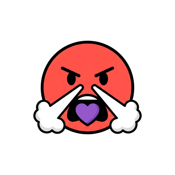 Angry face and Purple heart