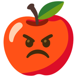 angry face and red apple