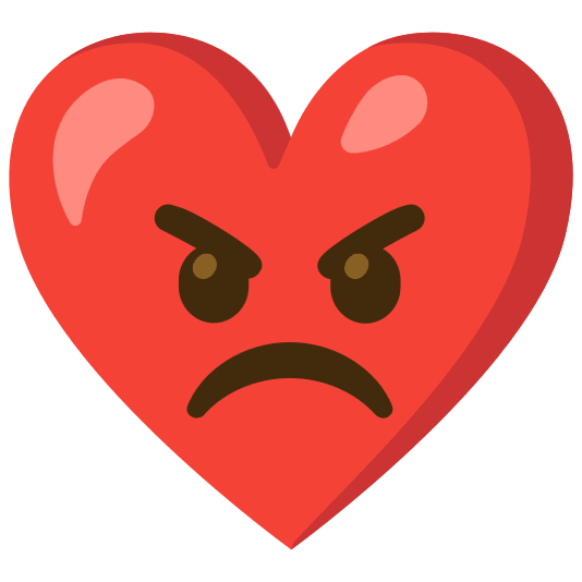 Angry face and Red heart