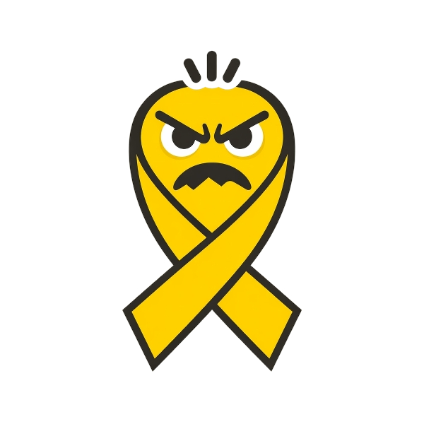 Angry face and Reminder ribbon