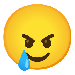 Angry face and Smiling face with tear