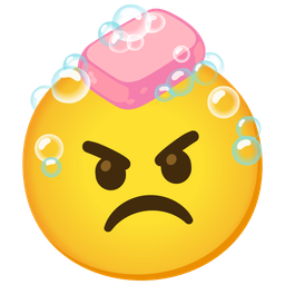 angry face and soap