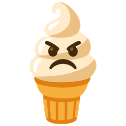 angry face and soft ice cream