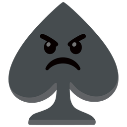 angry face and spade suit