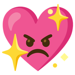 angry face and sparkling heart