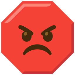angry face and stop sign