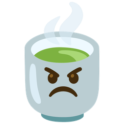 angry face and teacup without handle