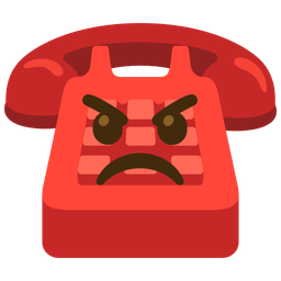 angry face and telephone