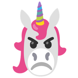 angry face and unicorn