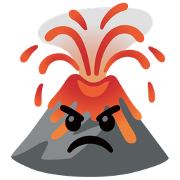 angry face and volcano