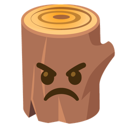 angry face and wood