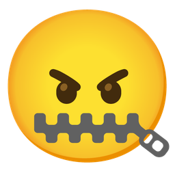 angry face and zipper-mouth face