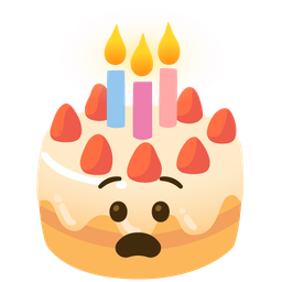 Anguished face and Birthday cake