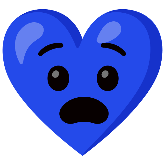 Anguished face and Blue heart
