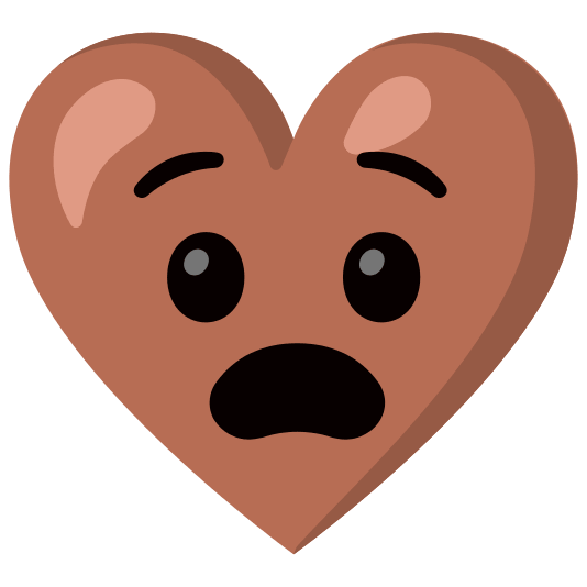 Anguished face and Brown heart
