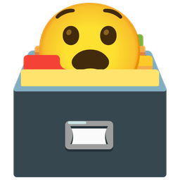 Anguished face and Card file box