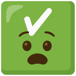 Anguished face and Check mark button