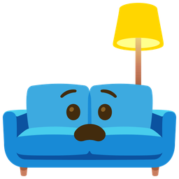 Anguished face and Couch and lamp