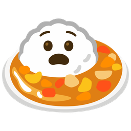 Anguished face and Curry rice