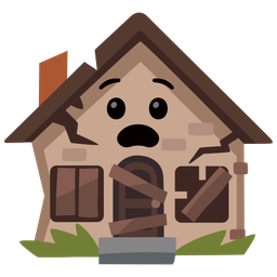 Anguished face and Derelict house